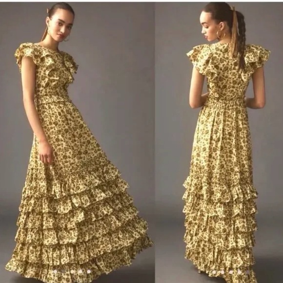 Mac Duggal Dresses & Skirts - Mac Duggal Cream and Brown Floral Maxi Dress. Sz 8. NWT
